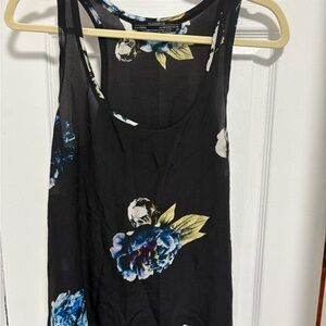All Saints Black and Blue Floral Tank Top